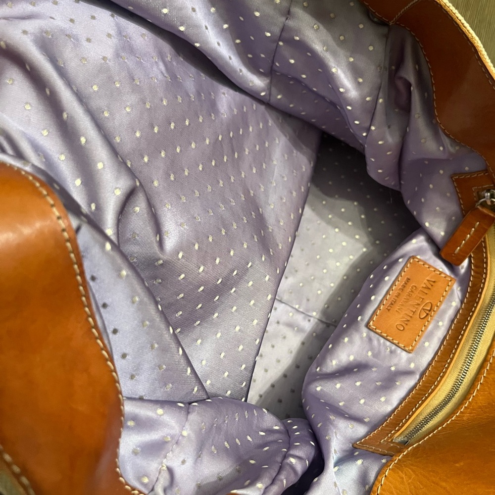 Valentino Vintage V Logo Shoulder Bag Tan and Leather- some wear see description - Picture 5 of 16
